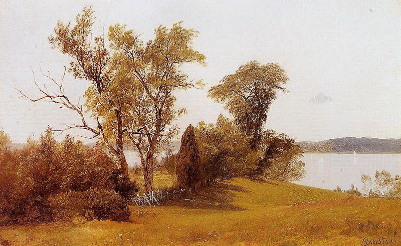 Albert Bierstadt Sailboats on the Hudson at Irvington oil painting picture